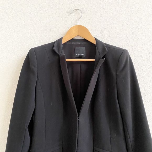 Trouve Black Open Front Oversized Blazer Suit Jacket Womens Size Medium‎ - Picture 5 of 11